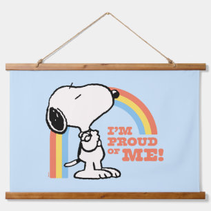 Erdnüsse   Snoopy Ich bin stolz auf mich Wandteppich Mit Holzrahmen