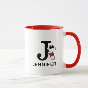 Erdnüsse   Snoopy "Joe Cool"   Name & Monogramm J Tasse