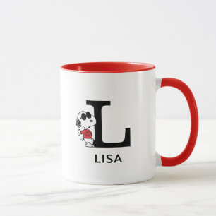 Erdnüsse   Snoopy "Joe Cool"   Name & Monogramm L Tasse