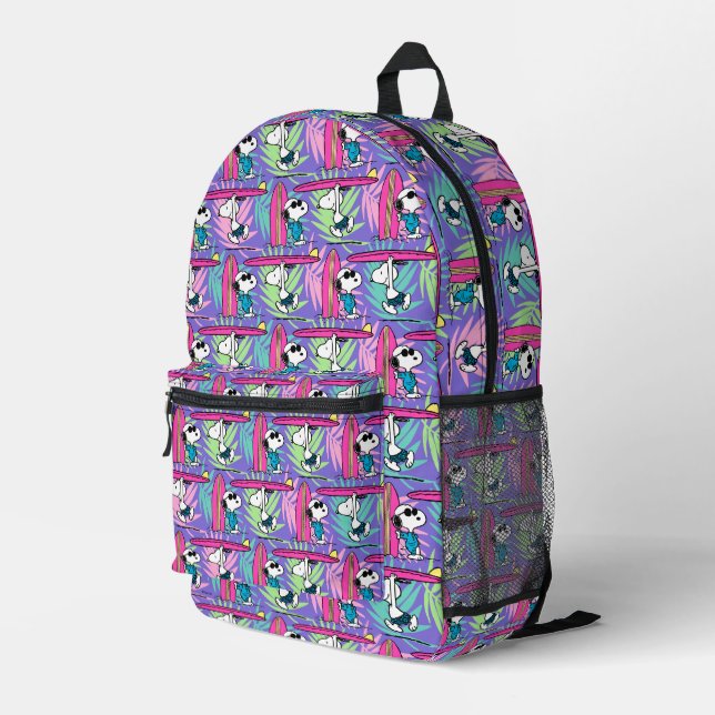 Erdnüsse | Snoopy Lila Surfmuster Bedruckter Rucksack (Rückseitige Ecke Rechts)