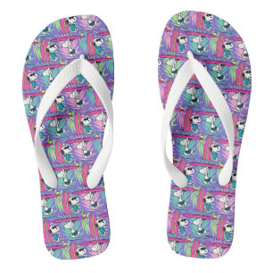 Erdnüsse Snoopy Lila Surfmuster Flip Flops