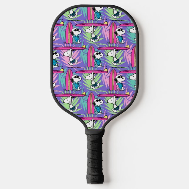 Erdnüsse | Snoopy Lila Surfmuster Pickleball Schläger (Vorderseite)