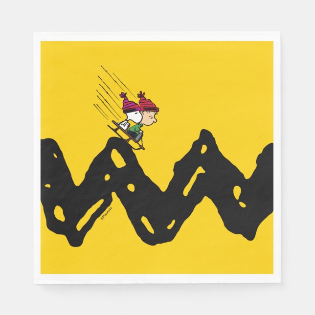 Erdnüsse | Snoopy & Linus Schlittenfahrt Serviette (Vorderseite)