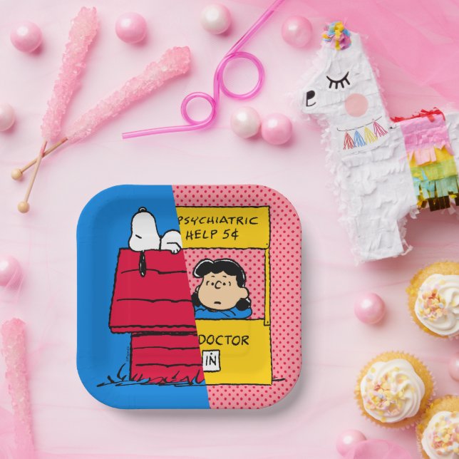 Erdnüsse | Snoopy & Lucy Half & Half Pappteller (Party)