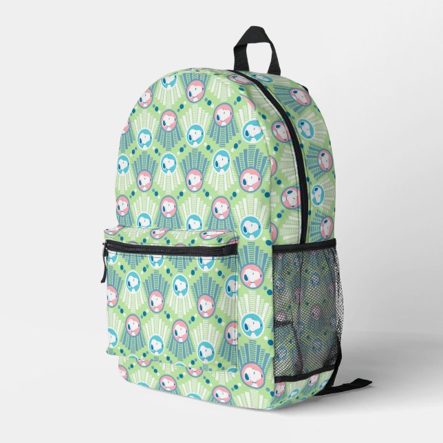 Erdnüsse | Snoopy Mint Green Deko Dreams Pattern Bedruckter Rucksack (Rückseitige Ecke Rechts)