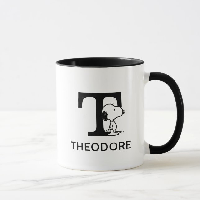 Erdnüsse | Snoopy Name & Monogram T Tasse (Rechts)