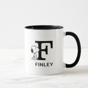 Erdnüsse Snoopy Name & Monogramm F Tasse
