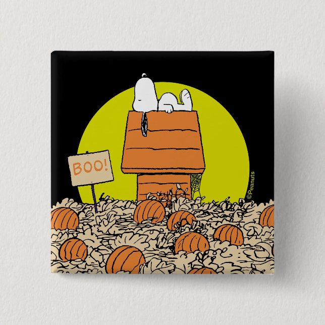 Erdnüsse | Snoopy Napping im Pumpkinpflaster Button (Vorderseite)