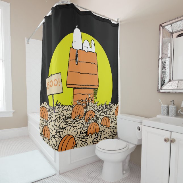 Erdnüsse | Snoopy Napping im Pumpkinpflaster Duschvorhang (Beispiel)