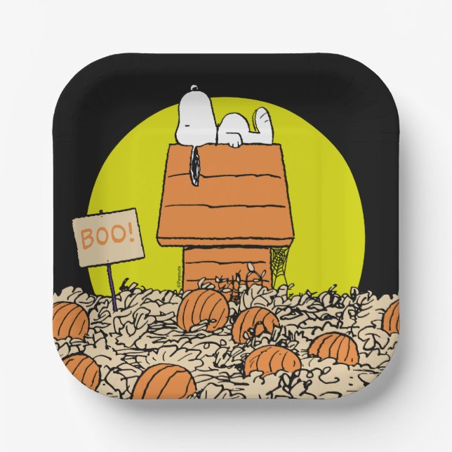 Erdnüsse | Snoopy Napping im Pumpkinpflaster Pappteller (Vorderseite)