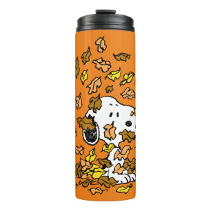 Erdnüsse Snoopy Pile von Blätter Thermosbecher