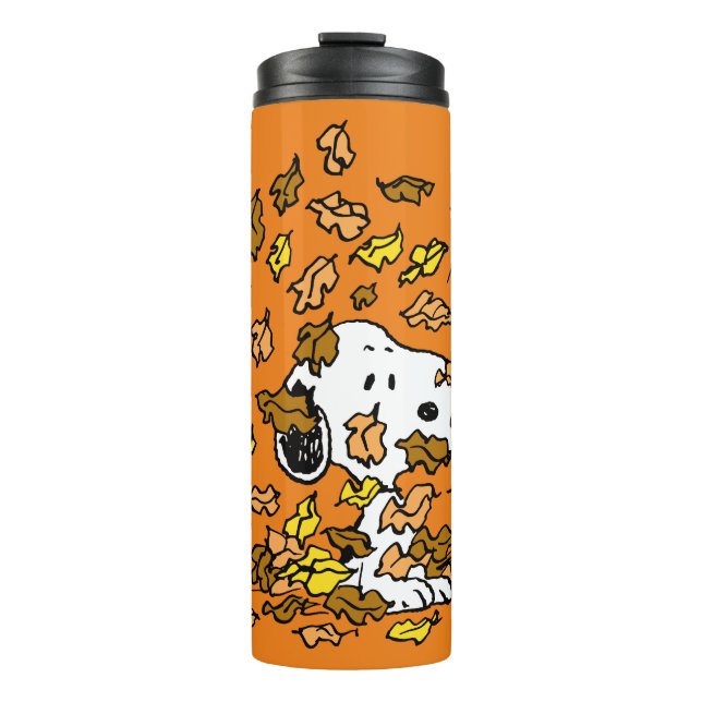 Erdnüsse | Snoopy Pile von Blätter Thermosbecher (Vorderseite)