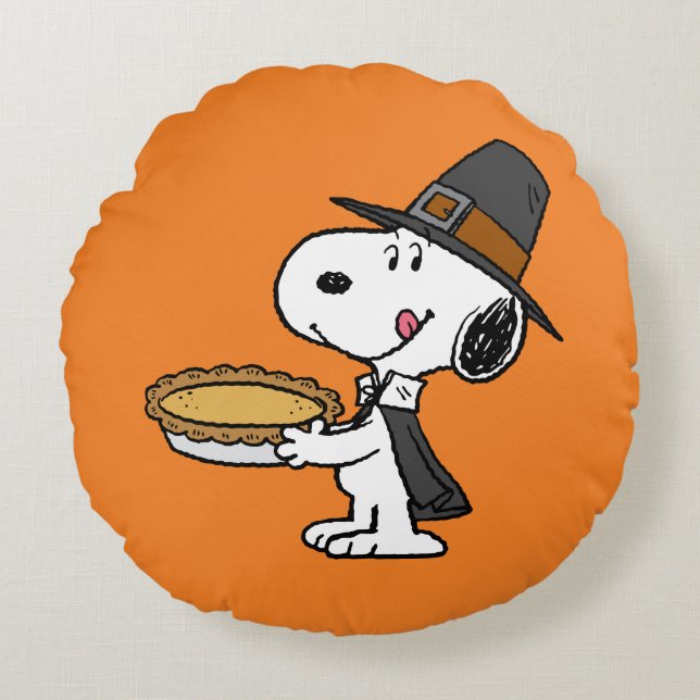 Erdnüsse | Snoopy Pilgrim Rundes Kissen (Vorderseite)