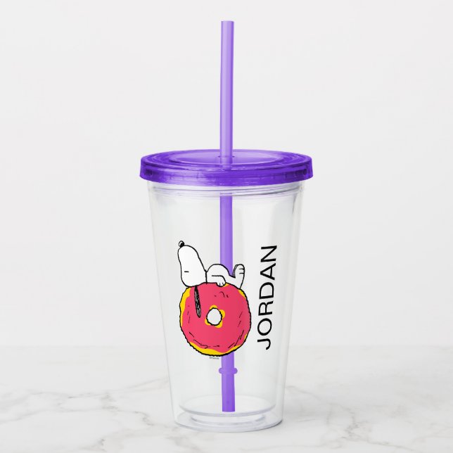 Erdnüsse | Snoopy Pink Donut Acryltrinkbecher (Vorderseite)