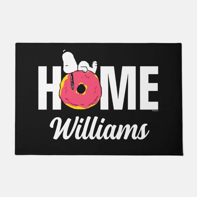 Erdnüsse | Snoopy Pink Donut | PERSONALISIERT Fußmatte (Vorderseite)