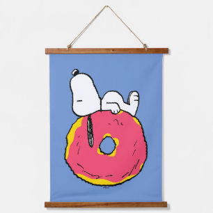 Erdnüsse   Snoopy Pink Donut Wandteppich Mit Holzrahmen