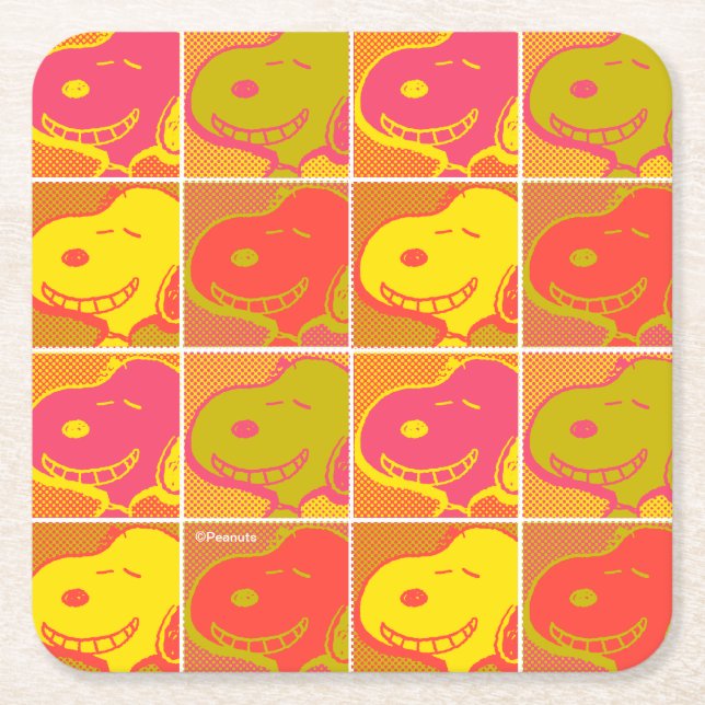Erdnüsse | Snoopy Pop Art Pattern Rechteckiger Pappuntersetzer (Vorderseite)