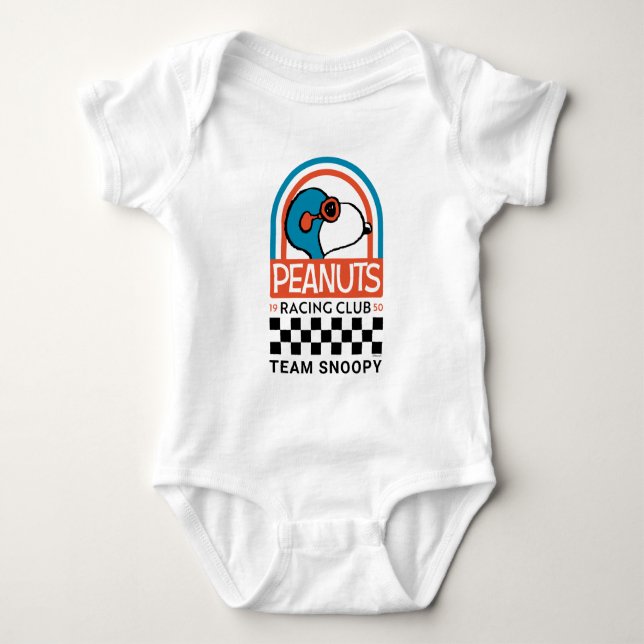 Erdnüsse | Snoopy Racing Club Baby Strampler (Vorderseite)