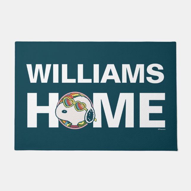 Erdnüsse | Snoopy Rainbow Heart | PERSONALISIERT Fußmatte (Vorderseite)