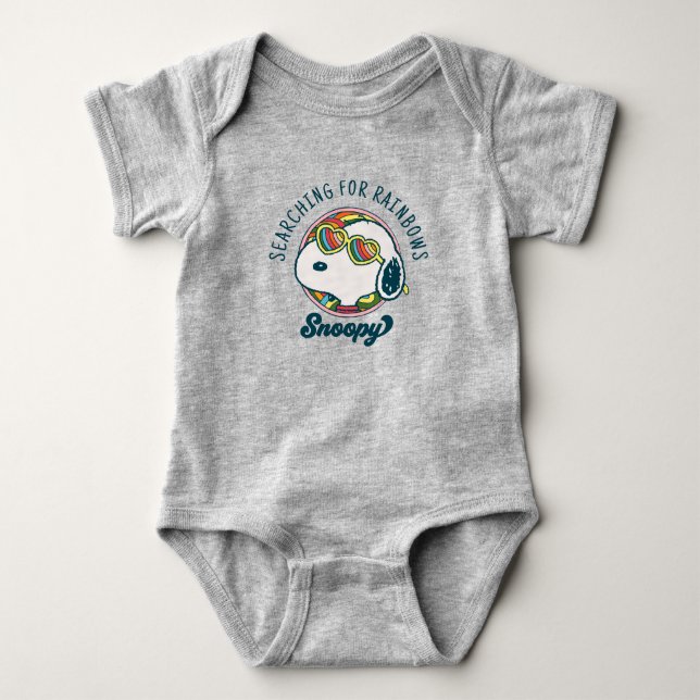 Erdnüsse | Snoopy Rainbow Heart Sonnenbrille Baby Strampler (Vorderseite)