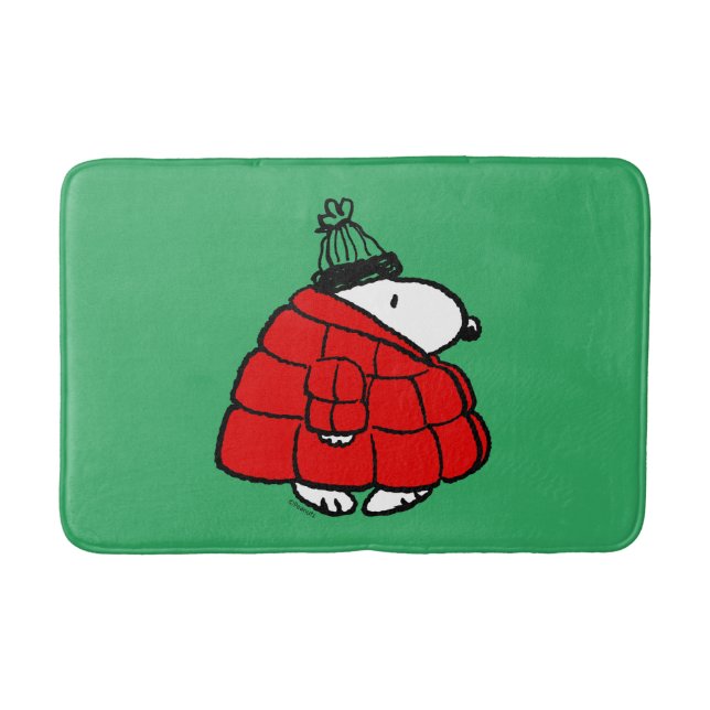 Erdnüsse | Snoopy Red Puffer Jacket Badematte (Vorderseite)