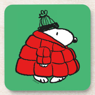 Erdnüsse Snoopy Red Puffer Jacket Getränkeuntersetzer