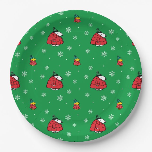 Erdnüsse | Snoopy Red Puffer Jacket Pappteller (Vorderseite)