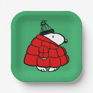 Erdnüsse Snoopy Red Puffer Jacket Pappteller