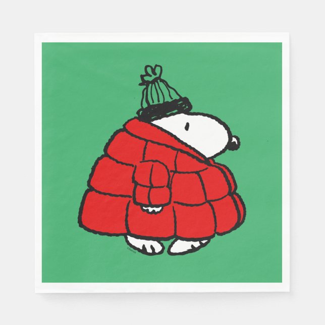 Erdnüsse | Snoopy Red Puffer Jacket Serviette (Vorderseite)