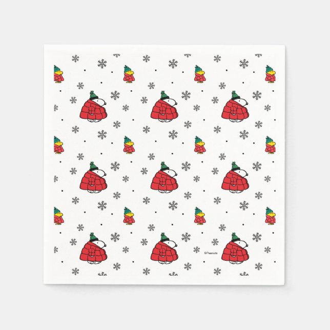 Erdnüsse | Snoopy Red Puffer Jacket Serviette (Vorderseite)