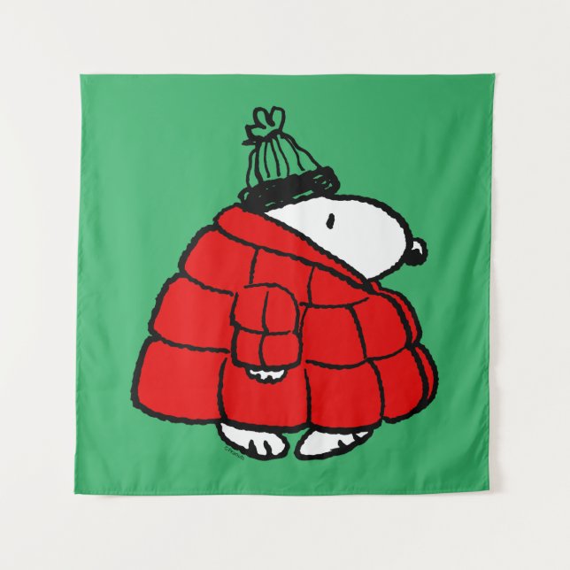 Erdnüsse | Snoopy Red Puffer Jacket Wandteppich (Vorderseite)