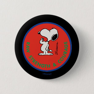 Erdnüsse Snoopy Row Stärke & Mut Abzeichen Button