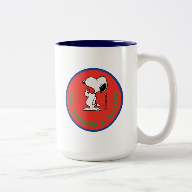 Erdnüsse | Snoopy Row Stärke & Mut Abzeichen Zweifarbige Tasse (Rechts)