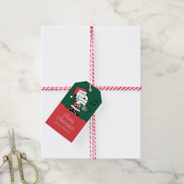 Erdnüsse | Snoopy Santa Claus Accordian Geschenkanhänger (Mit Garn)