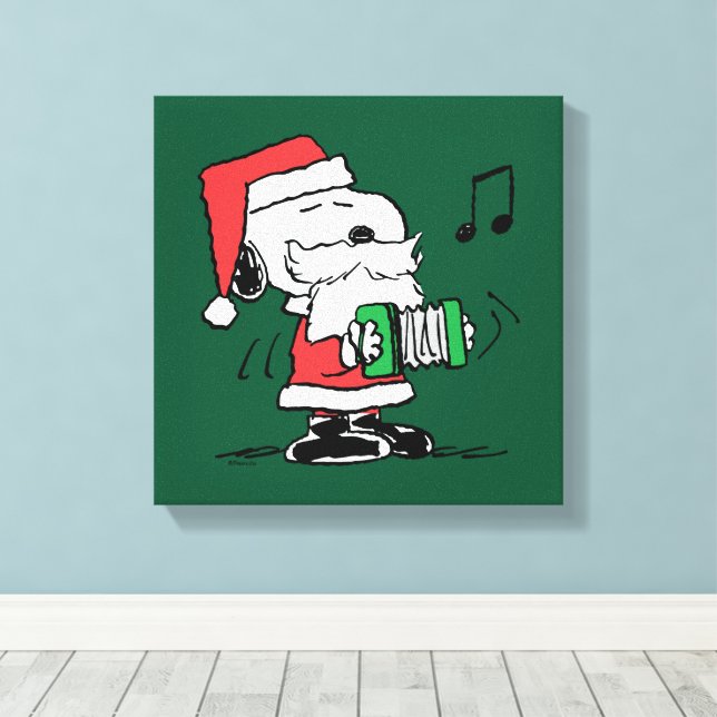 Erdnüsse | Snoopy Santa Claus Accordian Leinwanddruck (Insitu (Holzboden))