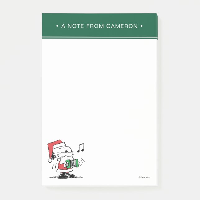 Erdnüsse | Snoopy Santa Claus Accordian Post-it Klebezettel (Vorderseite)
