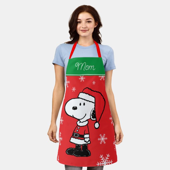 Erdnüsse | Snoopy Santa Claus | Name hinzufügen Schürze (Getragen)