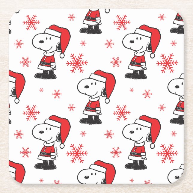 Erdnüsse | Snoopy Santa Claus Rechteckiger Pappuntersetzer (Vorderseite)