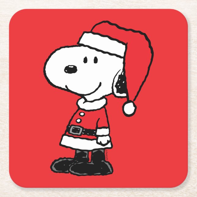 Erdnüsse | Snoopy Santa Claus Rechteckiger Pappuntersetzer (Vorderseite)