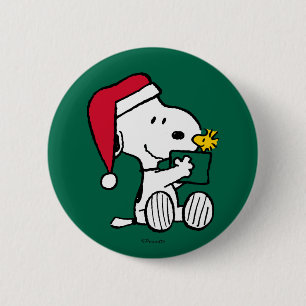Erdnüsse Snoopy Santa & Woodstock Geschenk Button