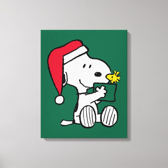 Erdnüsse | Snoopy Santa & Woodstock Geschenk Leinwanddruck (Vorderseite)