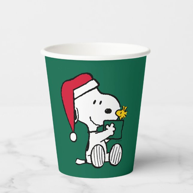 Erdnüsse | Snoopy Santa & Woodstock Geschenk Pappbecher (Vorderseite)