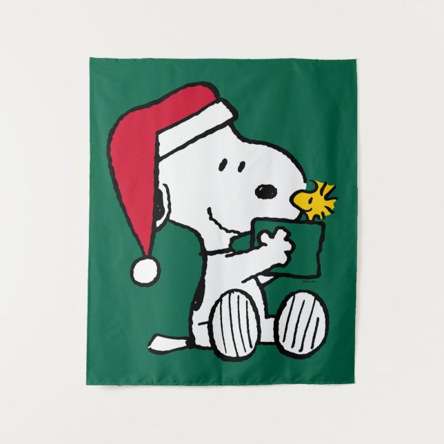 Erdnüsse | Snoopy Santa & Woodstock Geschenk Wandteppich (Vorderseite)