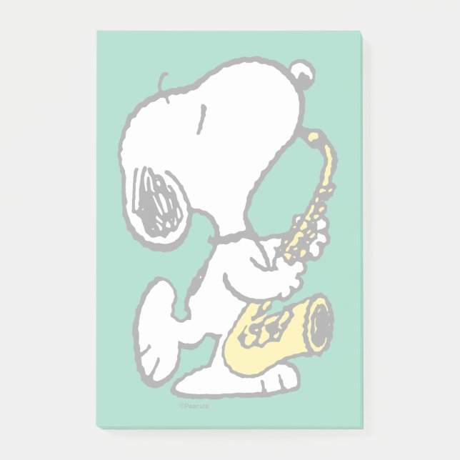 Erdnüsse | Snoopy Saxophone Player Post-it Klebezettel (Vorderseite)