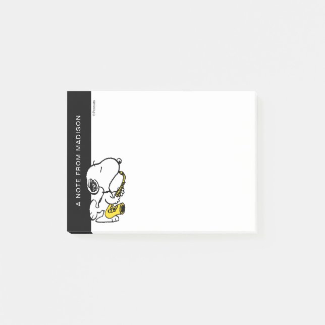 Erdnüsse | Snoopy Saxophone Player Post-it Klebezettel (Vorderseite)