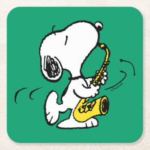 Erdnüsse Snoopy Saxophone Player Rechteckiger Pappuntersetzer