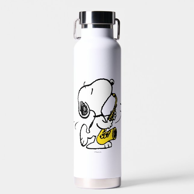 Erdnüsse | Snoopy Saxophone Player Trinkflasche (Vorne)