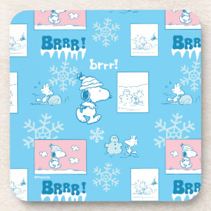 Erdnüsse Snoopy Snow Day Patterns Getränkeuntersetzer