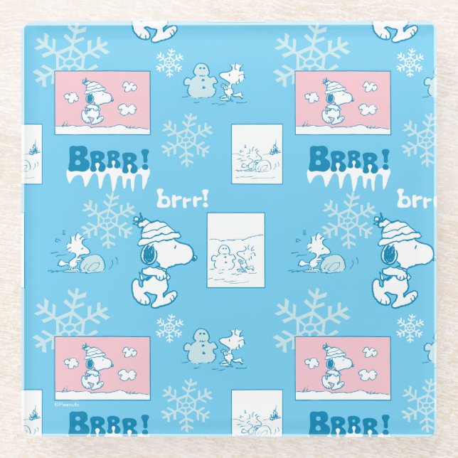 Erdnüsse | Snoopy Snow Day Patterns Glasuntersetzer (Vorderseite)
