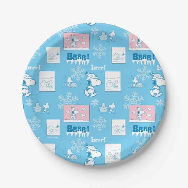 Erdnüsse | Snoopy Snow Day Patterns Pappteller (Vorderseite)